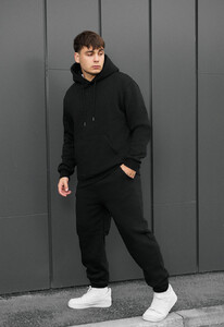 Фото - Однотонный зимний костюм Staff fiv black fleece - Men box