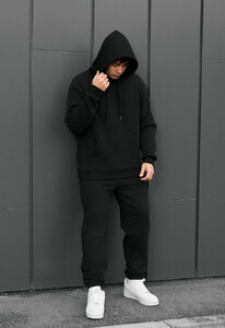 Фото - Однотонный зимний костюм Staff fiv black fleece - Men box