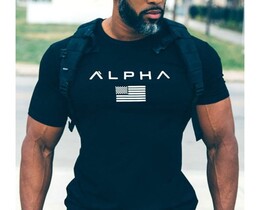 Фото - Футболка для спорта от бренда Alpha черного цвета - Men box