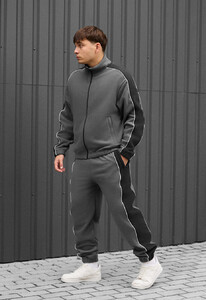 Фото - Теплый спортивный костюм Staff eli gray & black reflective fleece - Men box