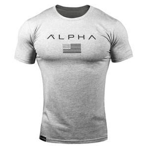 Фото - Серая мужская футболка Alpha для занятий спортом - Men box