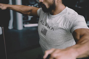 Фото - Серая мужская футболка Alpha для занятий спортом - Men box