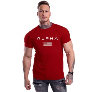 Фото - Чоловіча футболка для фітнесу Alpha бордового кольору - Men box