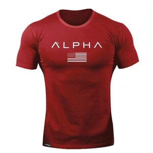 Фото - Чоловіча футболка для фітнесу Alpha бордового кольору - Men box