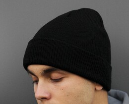 Фото - Шапка черного цвета с отворотом Staff 14 black - Men box