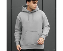 Фото - Зимнее оверсайз худи Staff gray oversize fleece - Men box