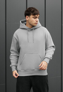 Фото - Зимнее оверсайз худи Staff gray oversize fleece - Men box