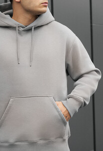 Фото - Зимнее оверсайз худи Staff gray oversize fleece - Men box