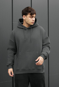 Фото - Темно-серое оверсайз худи Staff dark gray oversize fleece - Men box