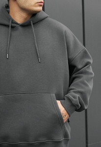 Фото - Темно-серое оверсайз худи Staff dark gray oversize fleece - Men box