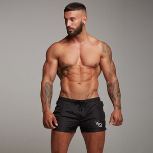 Фото - Однотонні чоловічі шорти від бренду Alpha чорного кольору - Men box