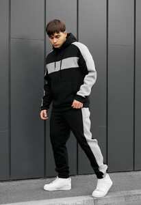 Фото - Спортивный утепленный костюм Staff rik black & gray oversize fleece - Men box