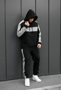 Фото - Спортивный утепленный костюм Staff rik black & gray oversize fleece - Men box