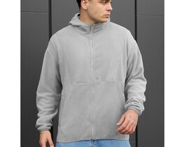 Фото - Флисовое худи Staff light gray zip fleece oversize - Men box