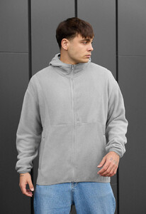 Фото - Флисовое худи Staff light gray zip fleece oversize - Men box