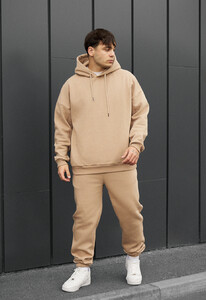 Фото - Повсякденний теплий костюм Staff bel beige oversize fleece - Men box