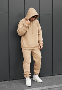 Фото - Повсякденний теплий костюм Staff bel beige oversize fleece - Men box