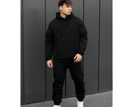 Фото - Зимовий спортивний костюм Staff bel black oversize fleece - Men box
