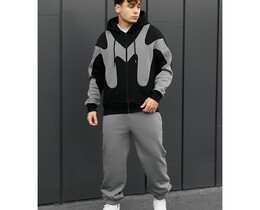 Фото - Теплий оверсайз костюм Staff far black & gray oversize fleece - Men box