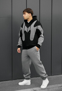 Фото - Теплый оверсайз костюм Staff far black & gray oversize fleece - Men box