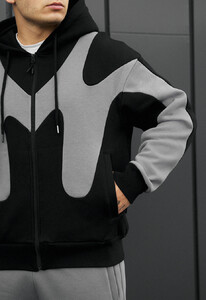 Фото - Теплый оверсайз костюм Staff far black & gray oversize fleece - Men box