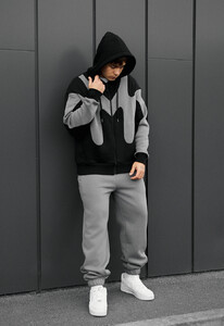 Фото - Теплый оверсайз костюм Staff far black & gray oversize fleece - Men box