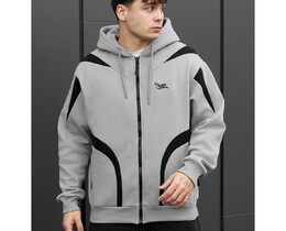 Фото - Тепле оверсайз худі Staff gray & black logo oversize fleece - Men box