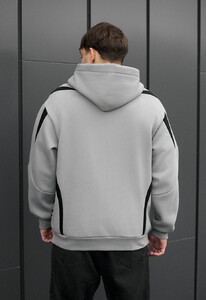 Фото - Теплое оверсайз худи Staff gray & black logo oversize fleece - Men box