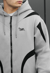 Фото - Теплое оверсайз худи Staff gray & black logo oversize fleece - Men box