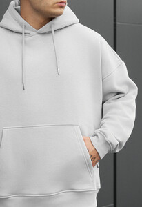 Фото - Зимове оверсайз худі Staff light gray oversize fleece - Men box