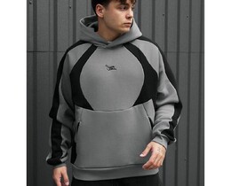 Фото - Серо-черное худи Staff gray & black logo oversize fleece - Men box