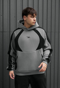 Фото - Серо-черное худи Staff gray & black logo oversize fleece - Men box