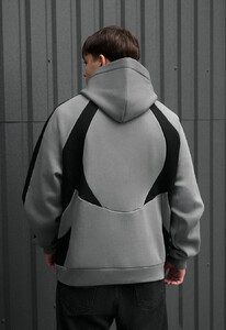 Фото - Серо-черное худи Staff gray & black logo oversize fleece - Men box