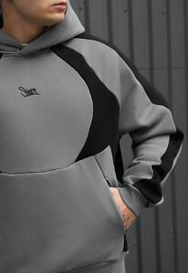 Фото - Серо-черное худи Staff gray & black logo oversize fleece - Men box