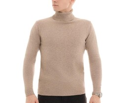 Фото - Класичний чоловічий гольф від Pobedov Neck бежевого кольору - Men box