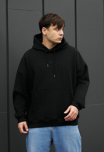 Фото - Теплое брендированное худи Staff logo black oversize fleece - Men box