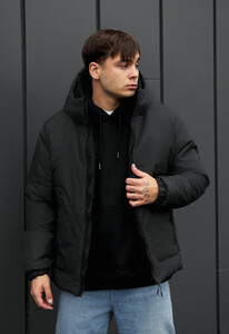 Фото - Однотонная зимняя куртка черного цвета Staff ai black - Men box