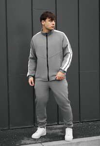 Фото - Теплий спортивний костюм Staff sav light gray zip fleece - Men box