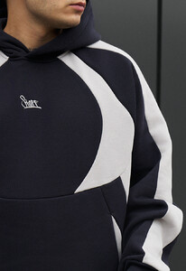 Фото - Теплое мужское худи Staff navy & light gray logo oversize fleece - Men box