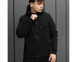 Фото - Теплое худи на замке Staff zip basic black fleece - Men box