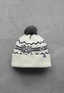 Фото - Теплая шапка с отворотом Staff white & gray pattern pompon - Men box