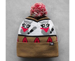 Фото - Яркая зимняя шапка Staff raccoon pompon - Men box