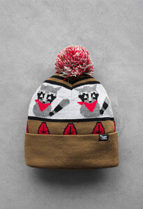 Фото - Яркая зимняя шапка Staff raccoon pompon - Men box