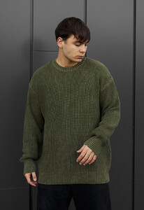 Фото - Зимний оверсайз свитер Staff jk khaki oversize - Men box