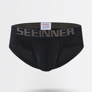 Фото - Стильні бріфи Seeinner чорні з брендованою резинкою - Men box