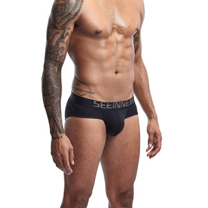 Фото - Стильні бріфи Seeinner чорні з брендованою резинкою - Men box