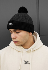 Фото - Черно-серая шапка Staff graphite & black logo pompon - Men box