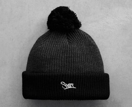 Фото - Черно-серая шапка Staff graphite & black logo pompon - Men box