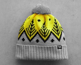 Фото - Теплая мужская шапка Staff gray & yellow pattern pompon - Men box