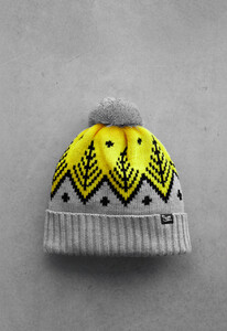 Фото - Теплая мужская шапка Staff gray & yellow pattern pompon - Men box